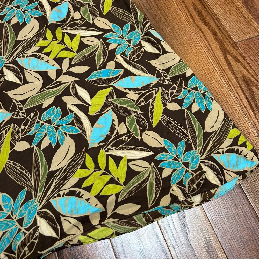 Vintage A-Line Floral Print Skirt - Brown and Blue - Picture 3 of 9